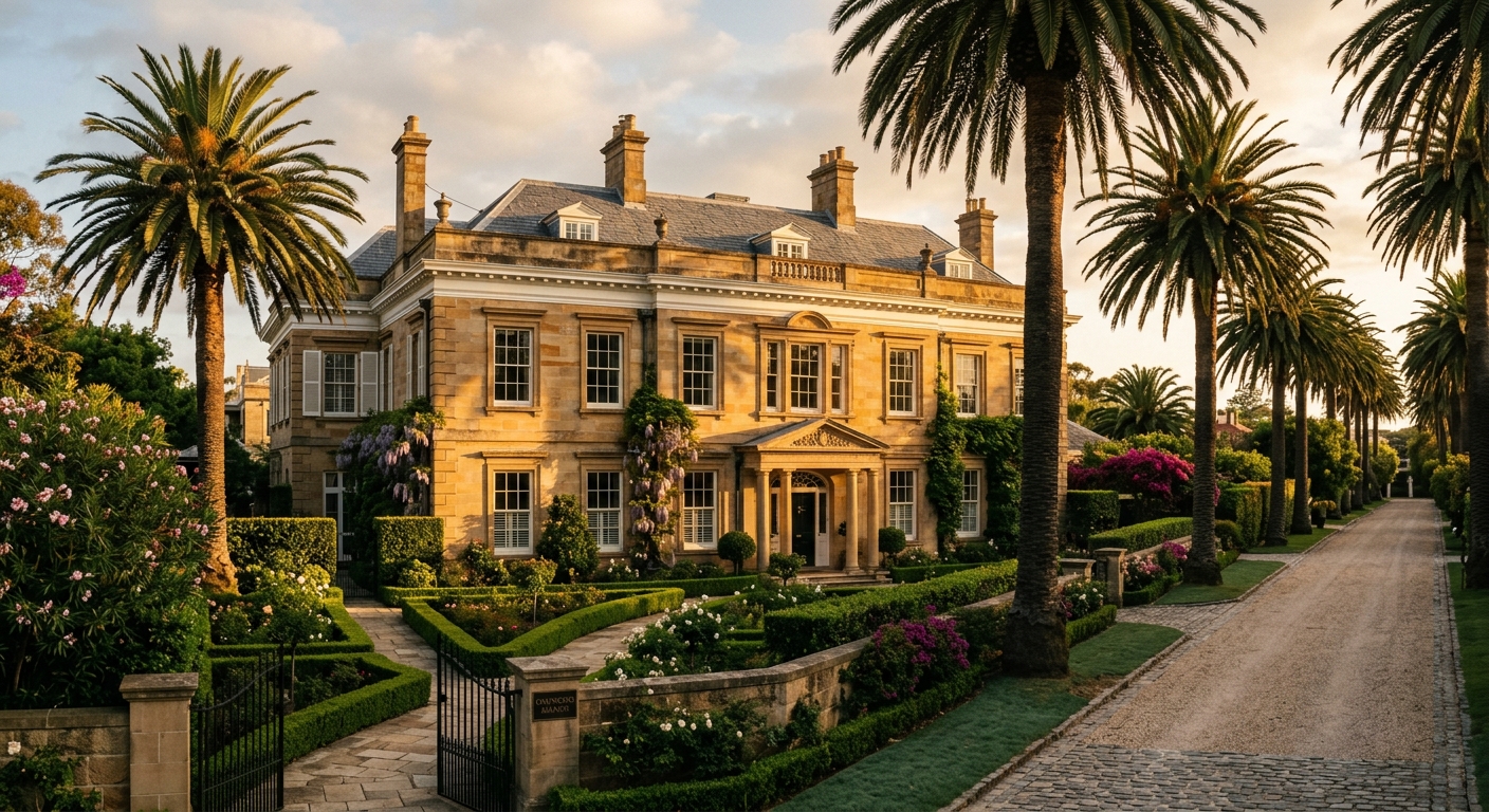 Grand estate on a palm-lined drive in Beverly Hills