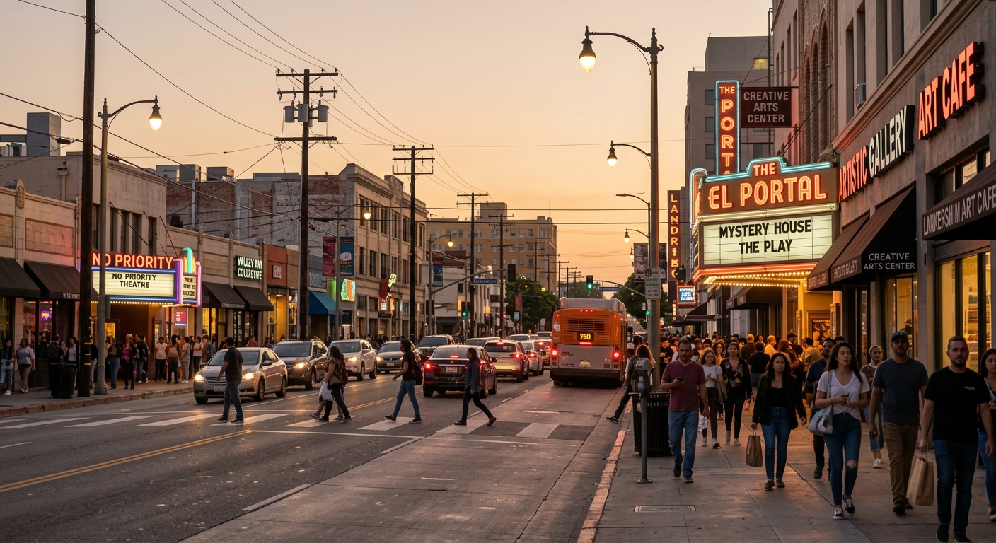 North Hollywood neighborhood at golden hour