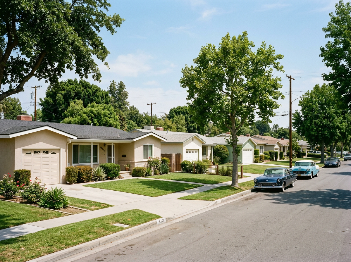 Ranch-style single-family homes on a Reseda street