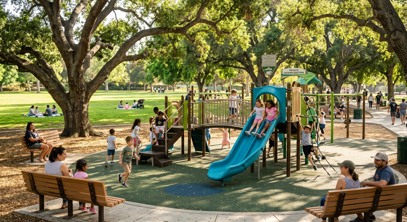 Walking paths at Van Nuys Sherman Oaks Park