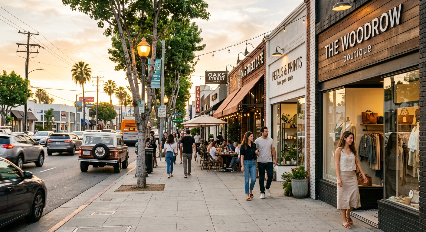 Tree-lined residential street in Sherman Oaks