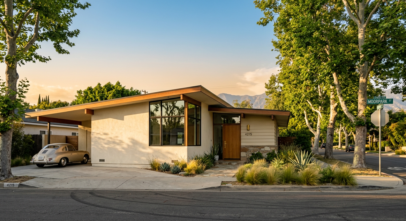 Craftsman-style homes along tree-lined streets in Studio City