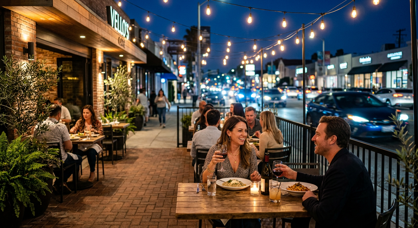 Cafes and shops along Ventura Boulevard in Studio City