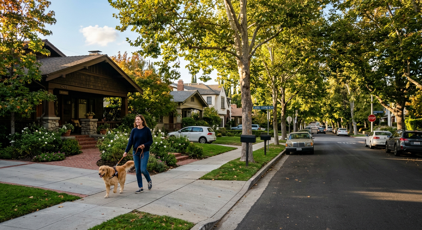Hillside residences at sunset in Studio City
