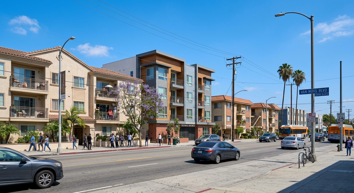 Diverse residential architecture in Van Nuys