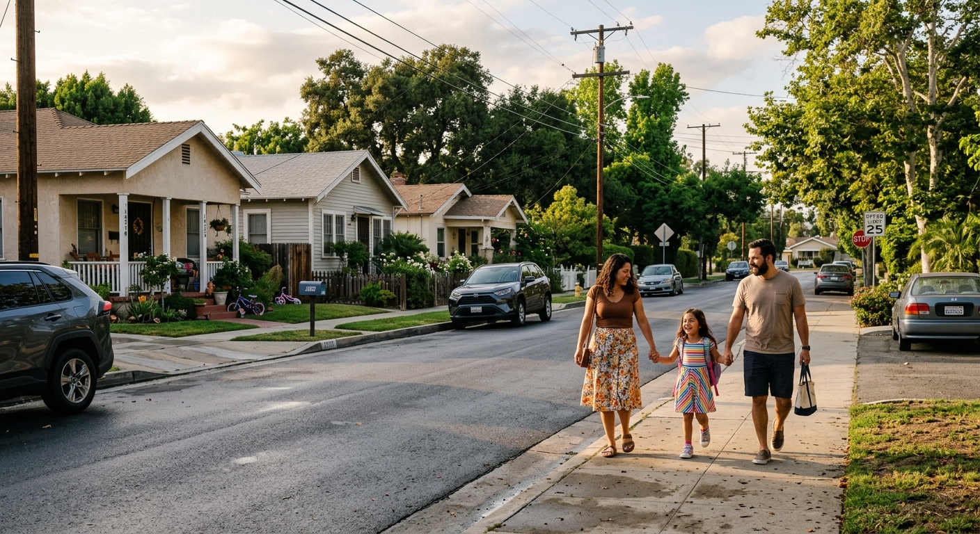 Neighborhood street with local shops in Van Nuys