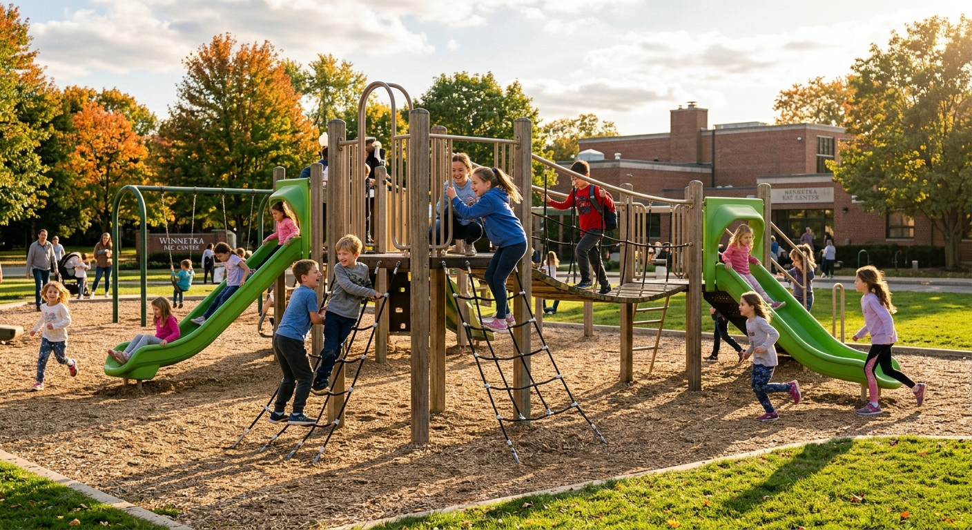 Park with walking paths in Winnetka